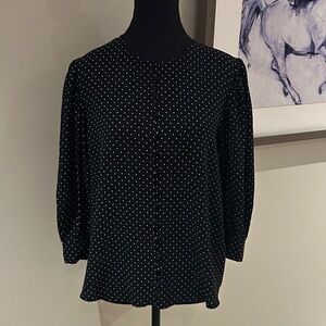 Suzy Shier Black and White Polka Dot Blouse